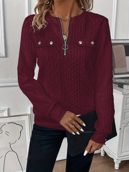Dames Sweater Top met Rits en Zakken Sienna