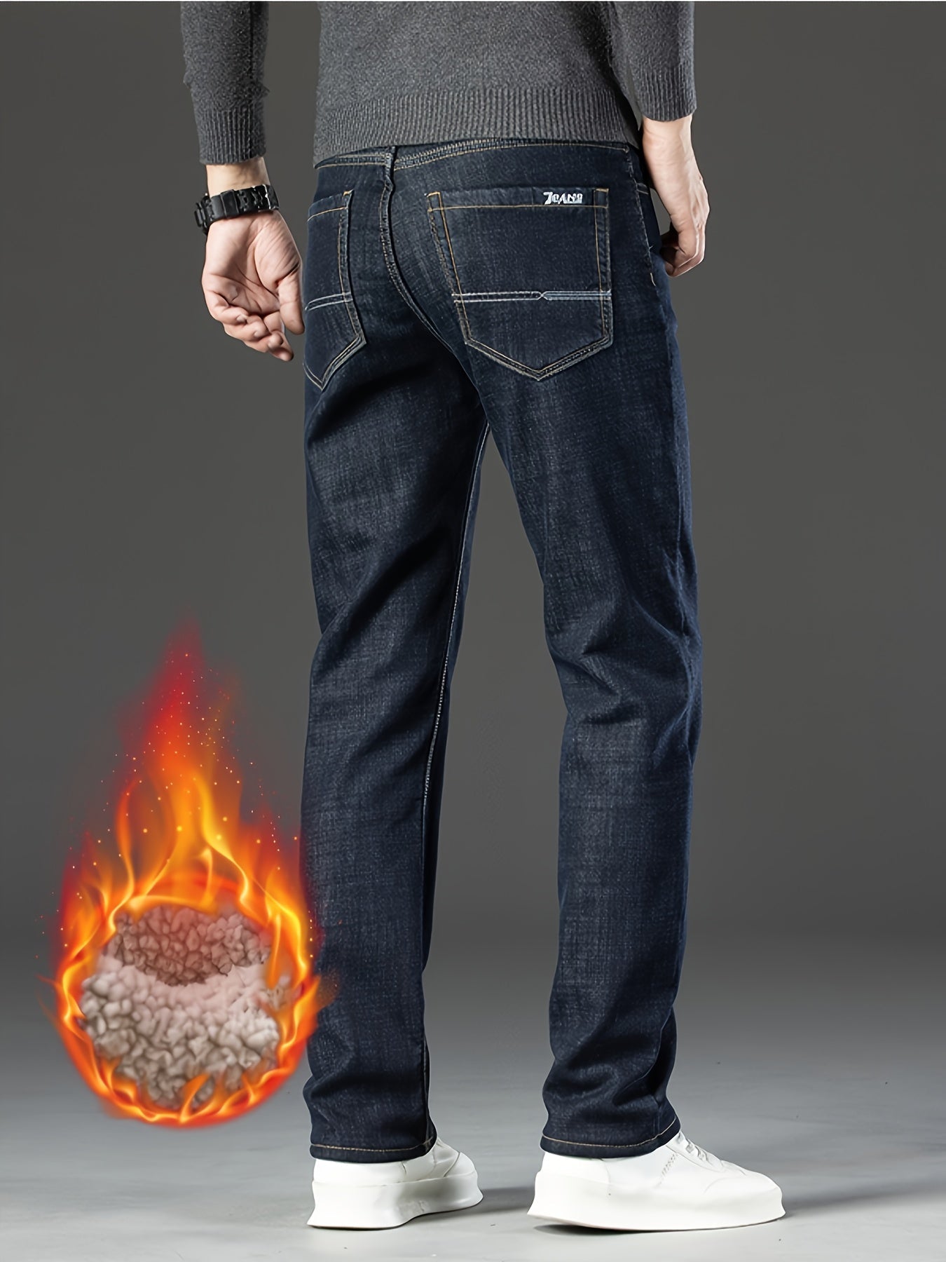 Heren Winterjeans Fleecevoering Warm Grijs