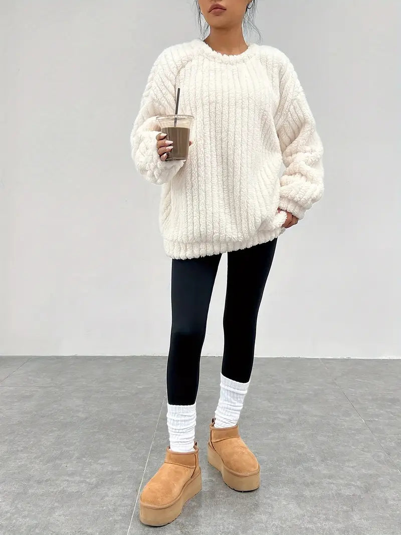 Oversized Trui Zachte Ronde Hals Comfortabel Damestrui - Mode Vibes