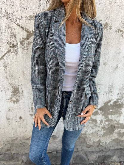 Dames Blazer Geruit Elegante Trendy Jasje