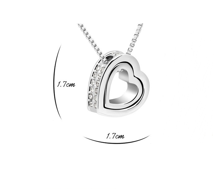 Dames Hart Ketting met Steentjes Trendy Zilverkleurig
