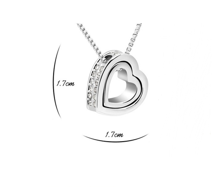 Dames Hart Ketting met Steentjes Trendy Zilverkleurig