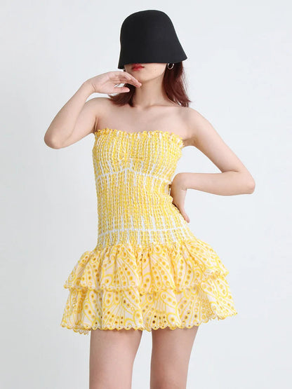Mini Feestjurk Strapless Trendy Jurk voor Vrouw