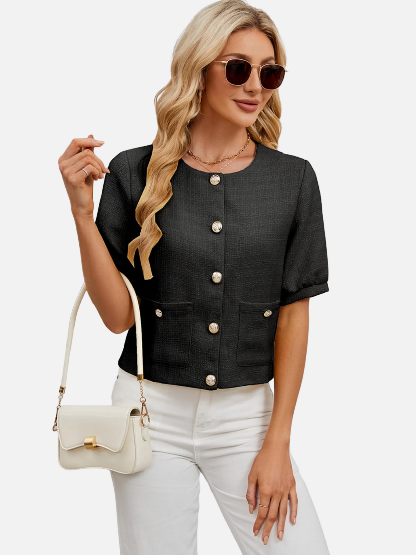 Dames Cropped Jasje Tweed Elegant