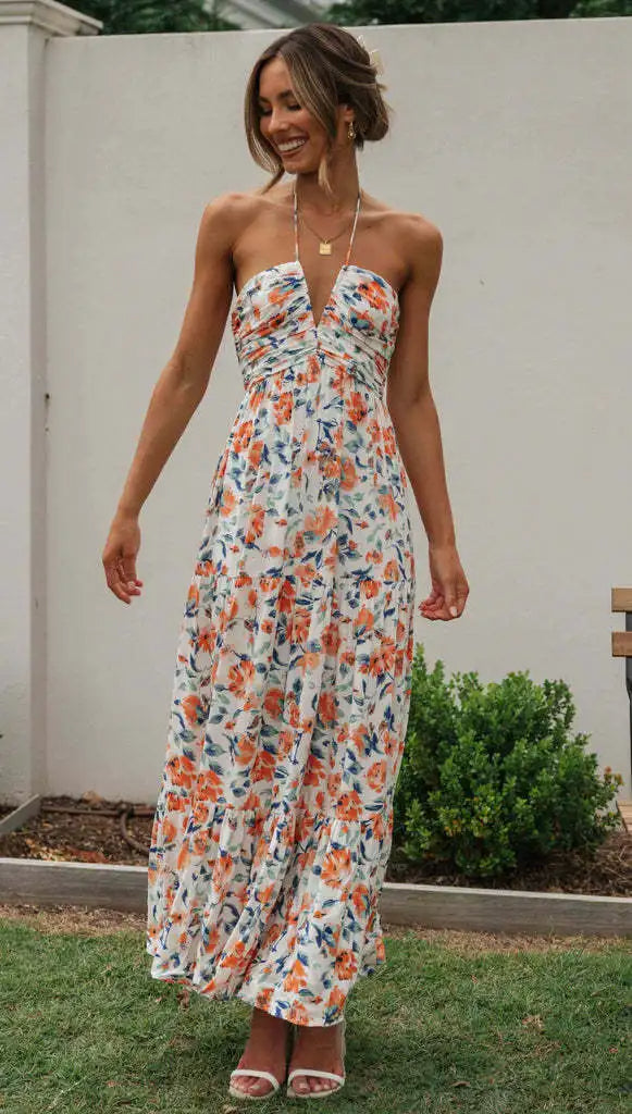 Fleurige Maxi Jurk voor Vrouw Stijlvol en Comfortabel