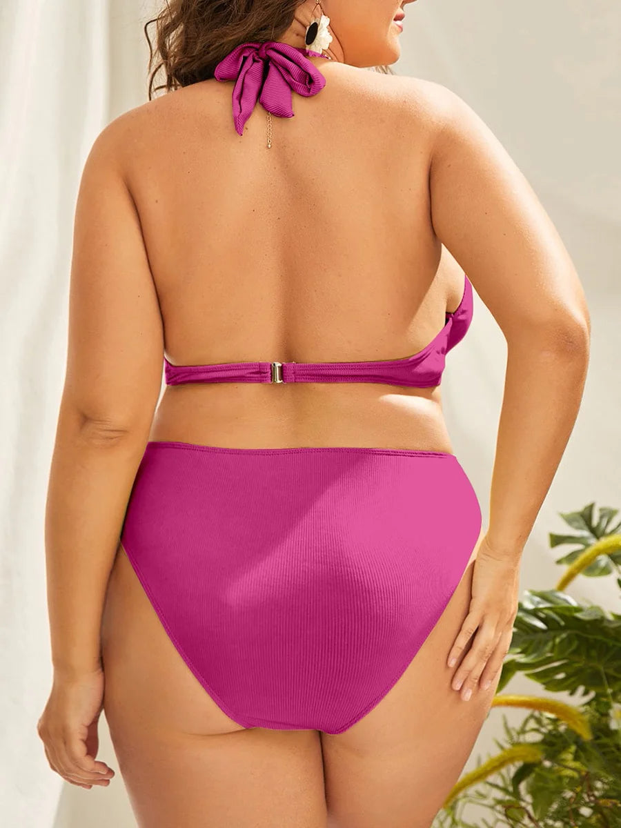 Plus Size Bikini Met Kristallen Comfortabele Badmode