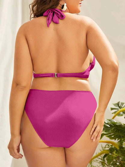 Plus Size Bikini Met Kristallen Comfortabele Badmode