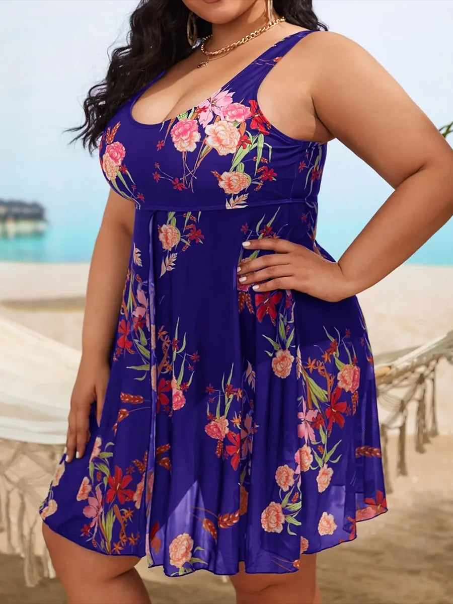 Plus-Size Badpak Tropisch Tropical Print Dame