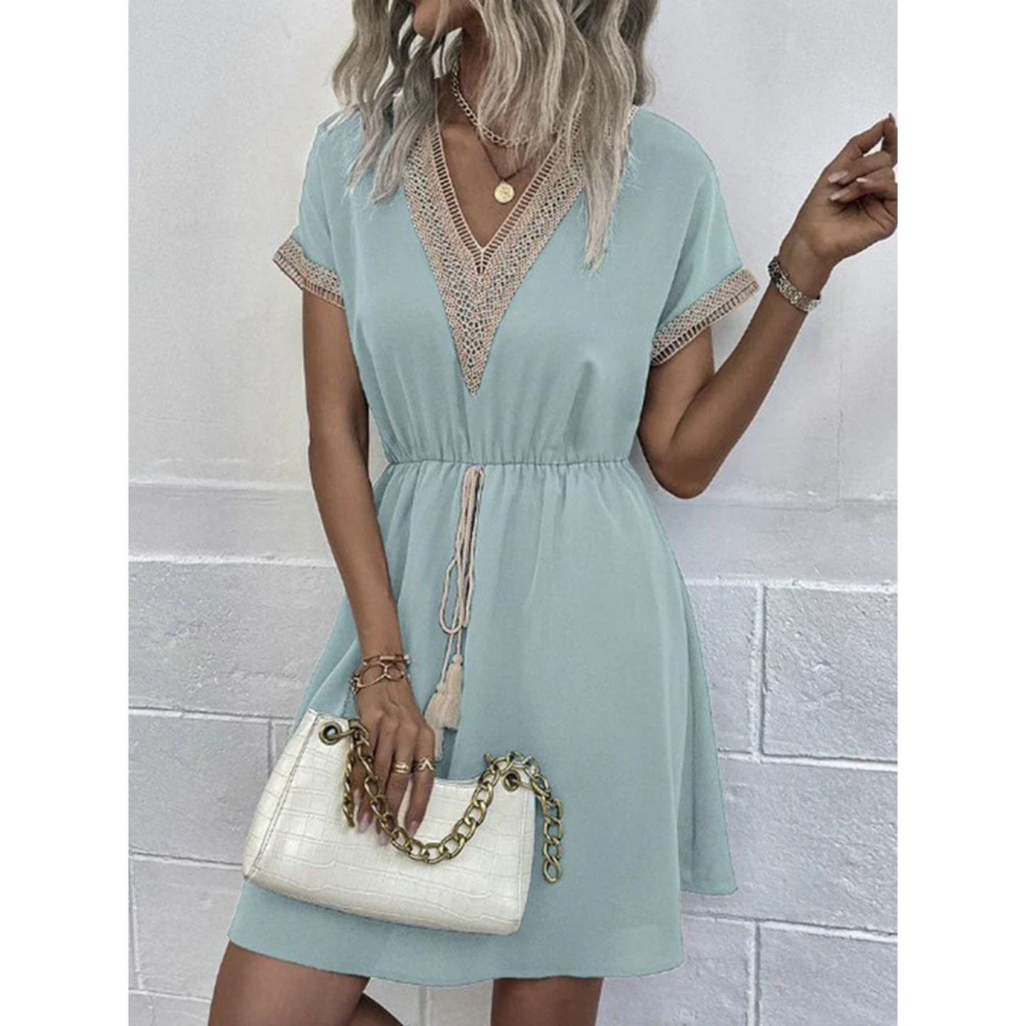 Bohemian Shine Losse Veters Mini Jurk