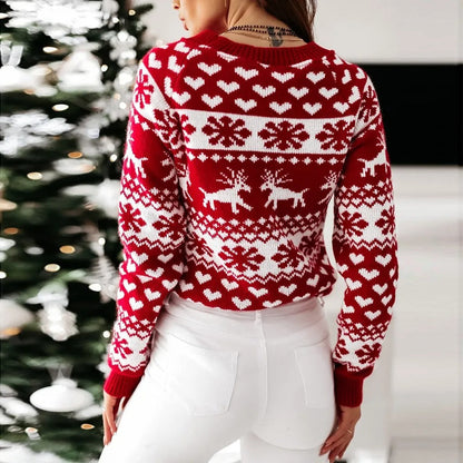 Kersttrui Vrouw Fitted Rode Glitter
