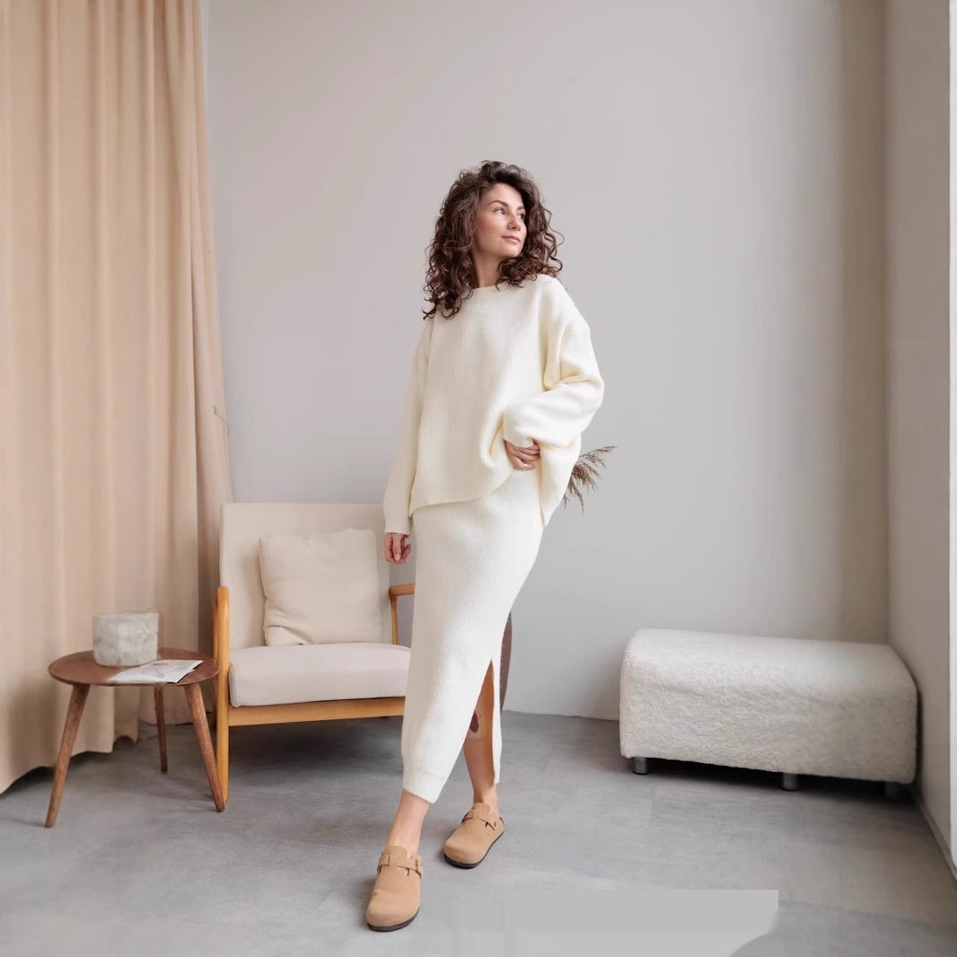 Dames Tweedelige Set Trui en Rok Warm Gebreid - Mode Vibes
