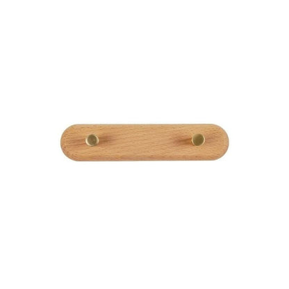 Houten Wandkapstok met Messing Haken voor Jas en Hoed