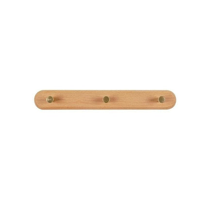 Houten Wandkapstok met Messing Haken voor Jas en Hoed