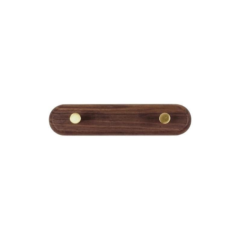 Houten Wandkapstok met Messing Haken voor Jas en Hoed