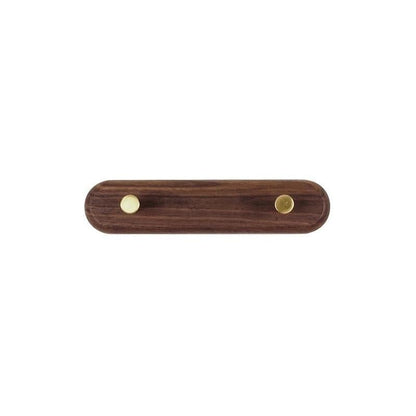 Houten Wandkapstok met Messing Haken voor Jas en Hoed