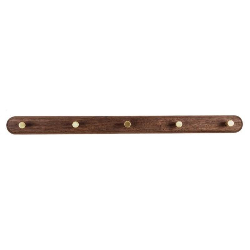 Houten Wandkapstok met Messing Haken voor Jas en Hoed