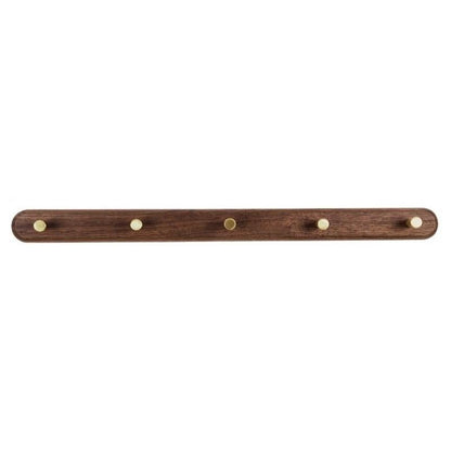 Houten Wandkapstok met Messing Haken voor Jas en Hoed