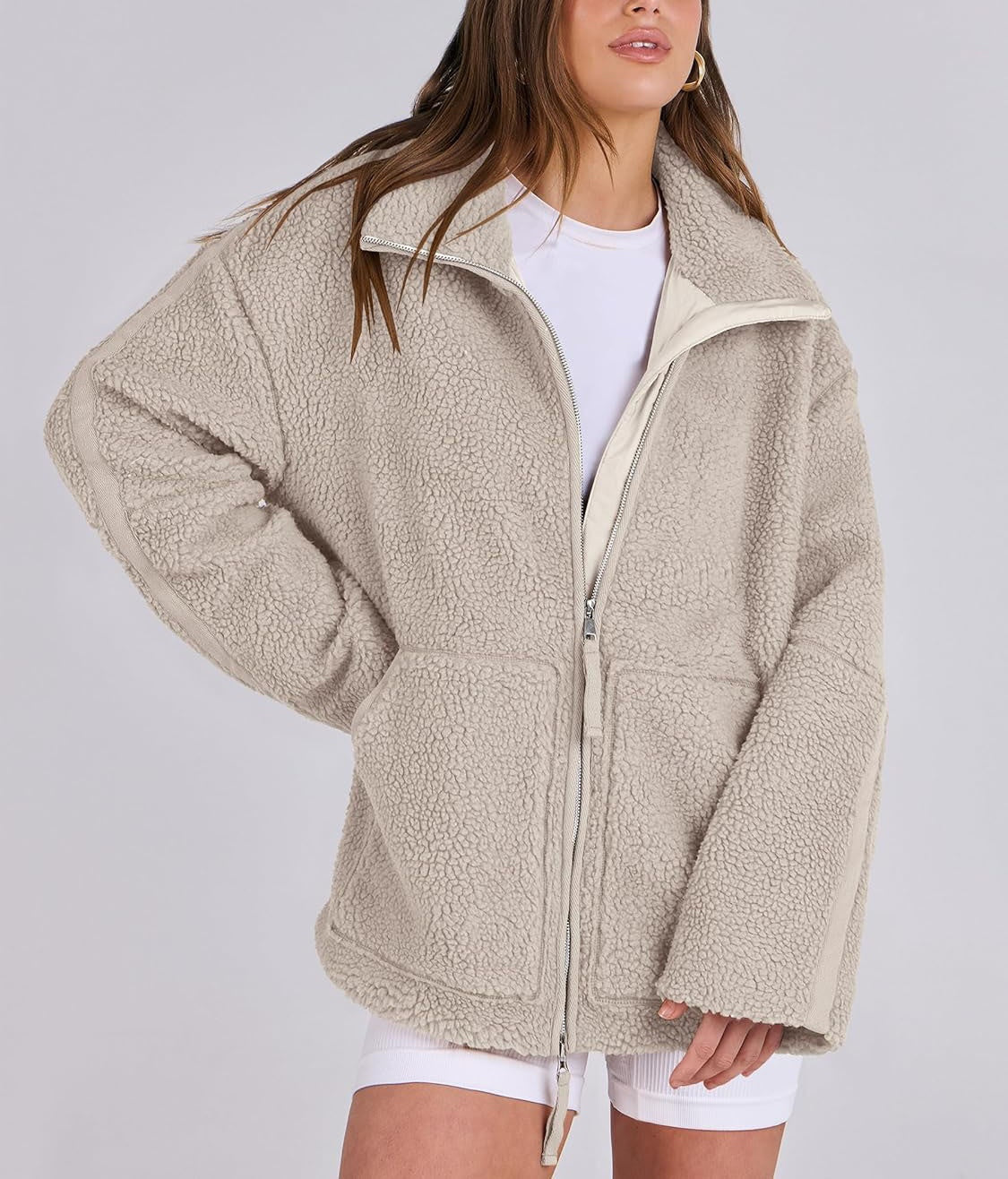 Dames Fleece Jas Oversized Warm en Zachte Winterjas - Mode Vibes