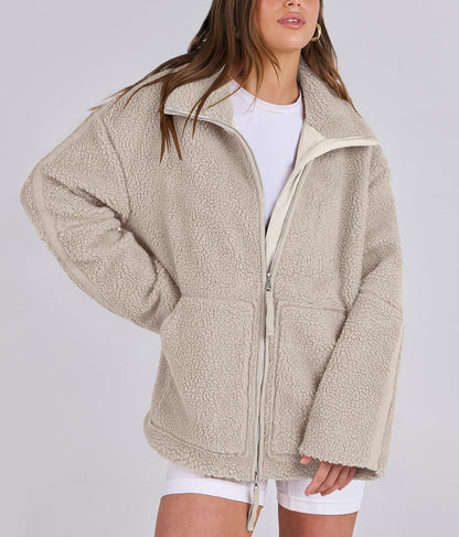 Dames Fleece Jas Oversized Warm en Zachte Winterjas - Mode Vibes