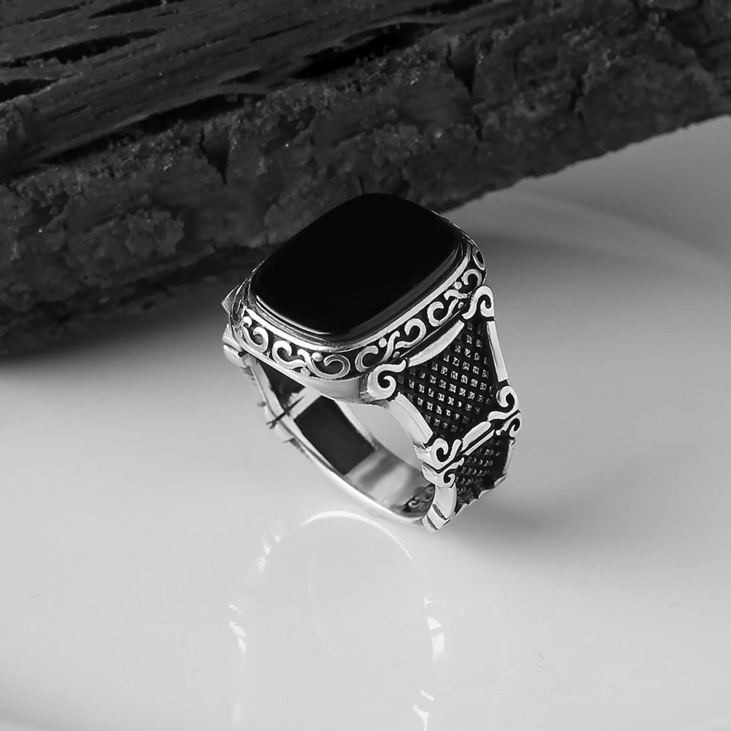 Zilveren Heren Ring met Zwarte Onyx Steen