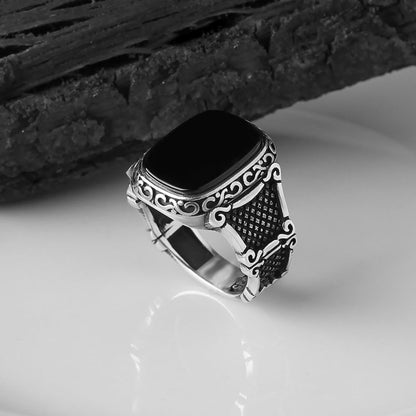 Zilveren Heren Ring met Zwarte Onyx Steen