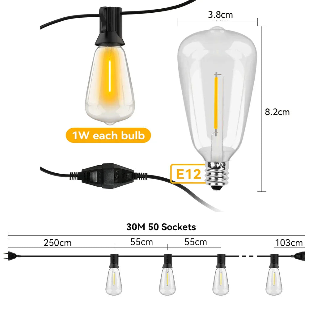 Waterdichte LED Lichtslinger Set voor Buiten en Feesten
