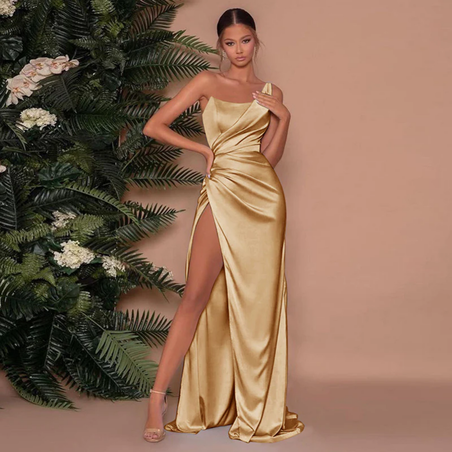 Bridget Satijnen Maxi jurk| Moeiteloze Elegantie & Comfort