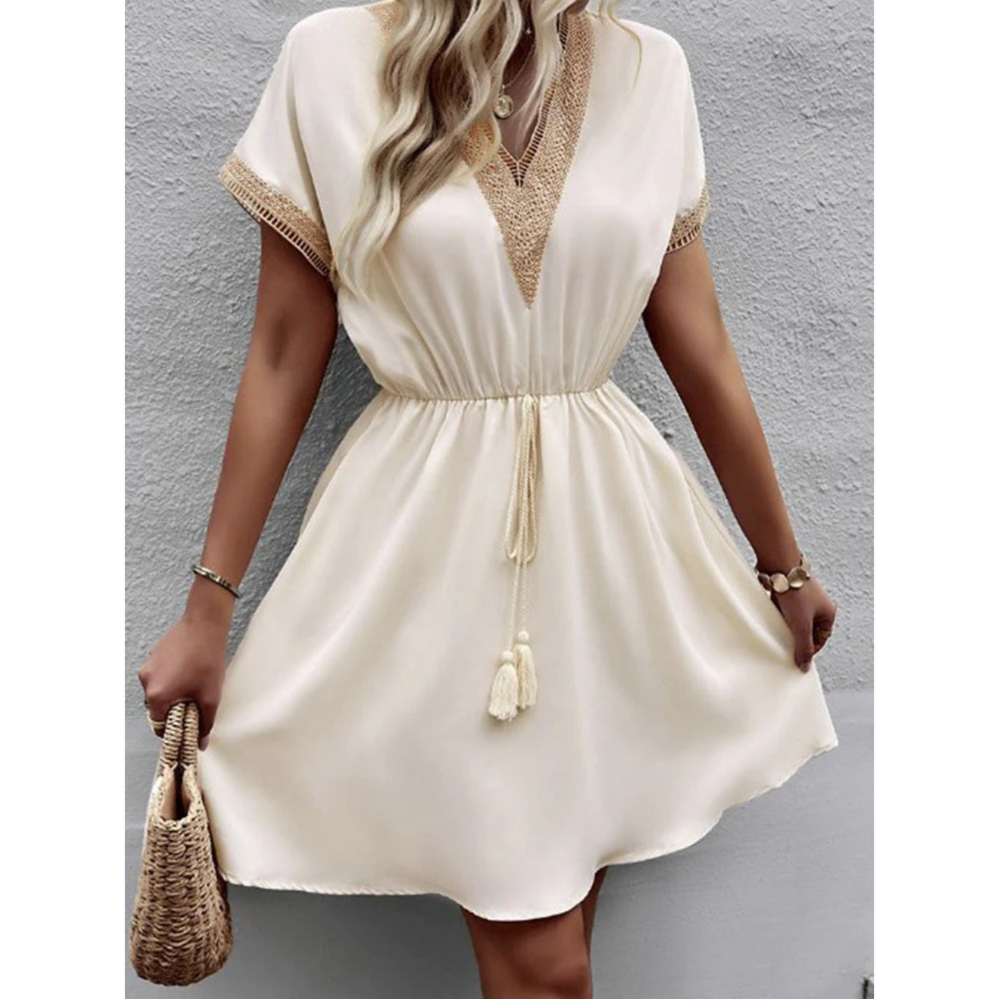 Bohemian Shine Losse Veters Mini Jurk