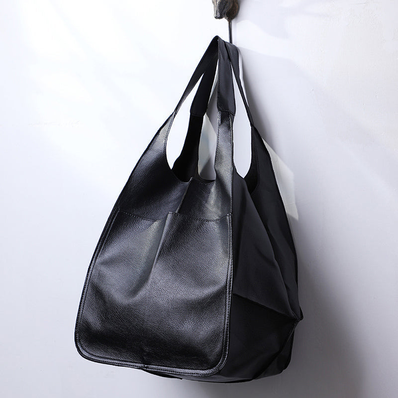 Dames Grote Faux Leren Schoudertas Vintage Stijl