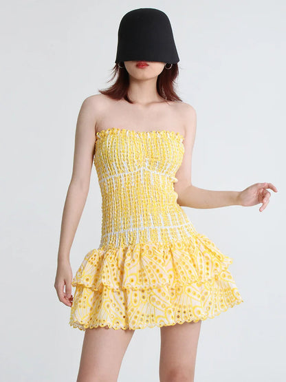 Mini Feestjurk Strapless Trendy Jurk voor Vrouw