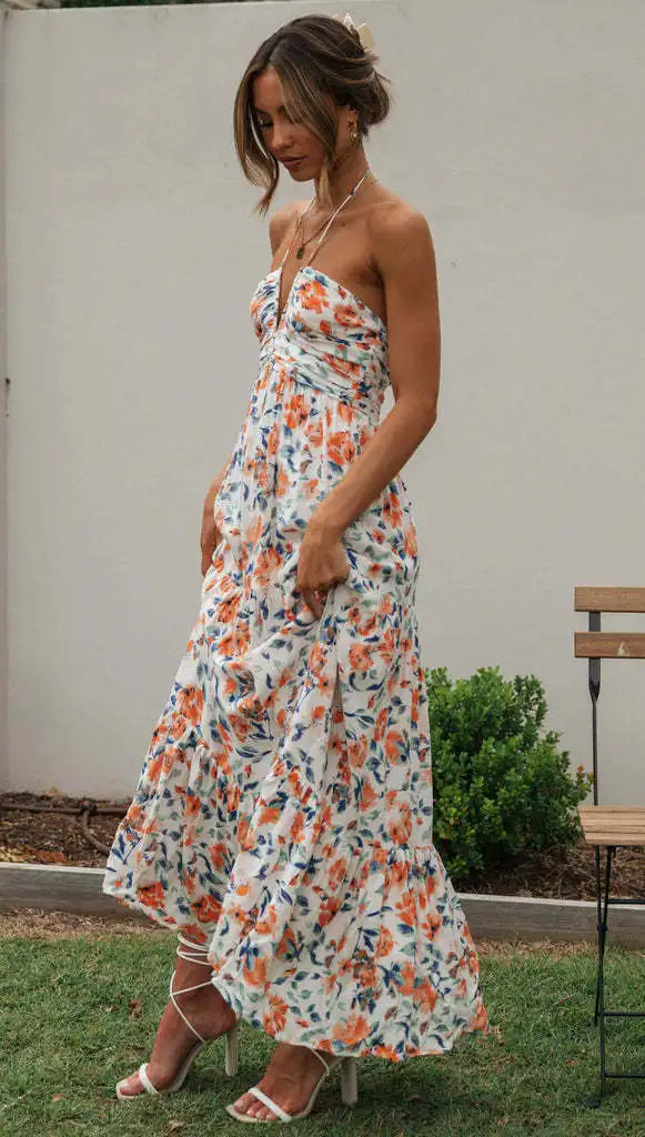 Fleurige Maxi Jurk voor Vrouw Stijlvol en Comfortabel