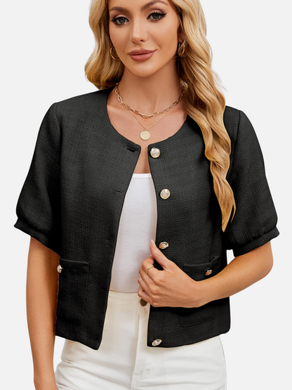 Dames Cropped Blazer Jas Tweed Elegant