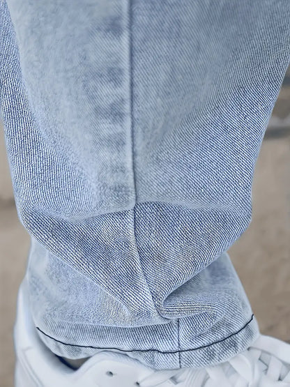 Heren Jeans Losse Pasvorm Comfortabele Zittende Broek