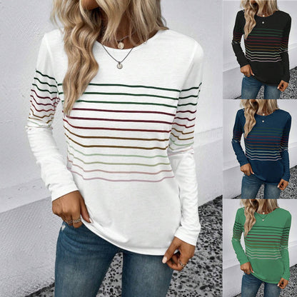 Dames T-shirt Lange Mouwen Streepjes Basic Stijlvol