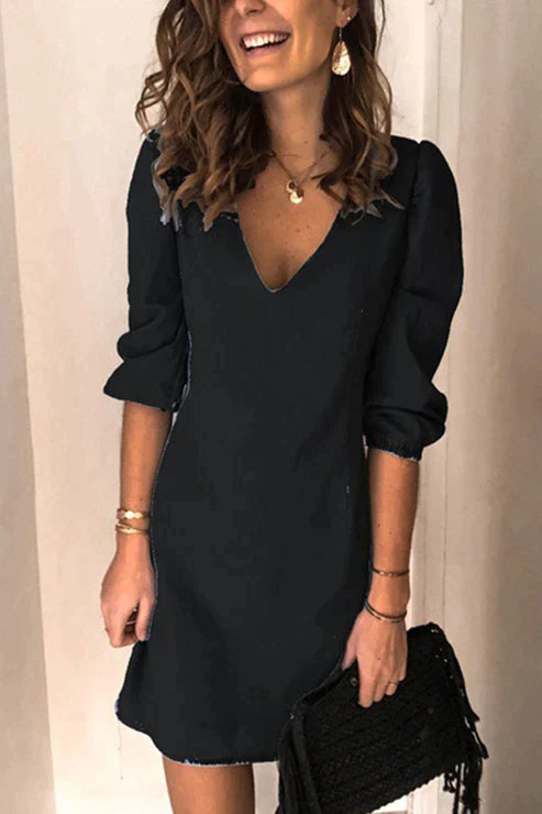Vrouwelijke Jurk met V-Hals Zomerkleuren Casual Stijl