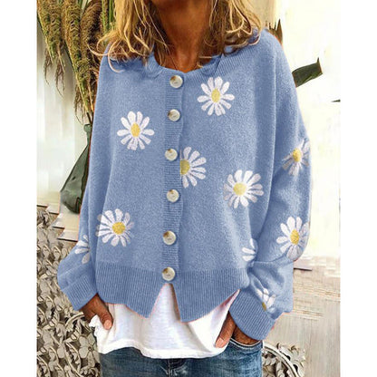 Dames Vest Gebreid Bloemenpatroon Roze