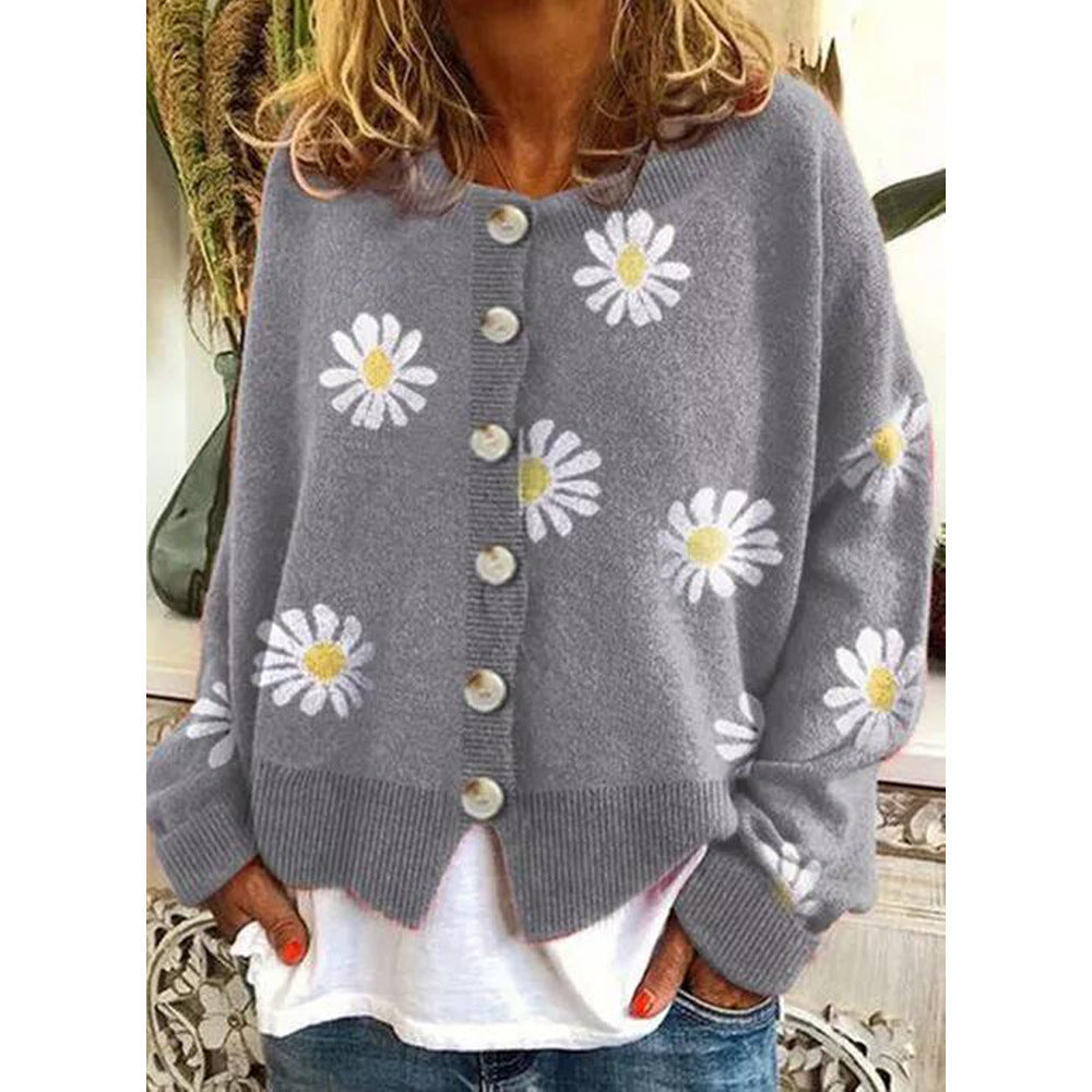 Dames Vest Gebreid Bloemenpatroon Roze