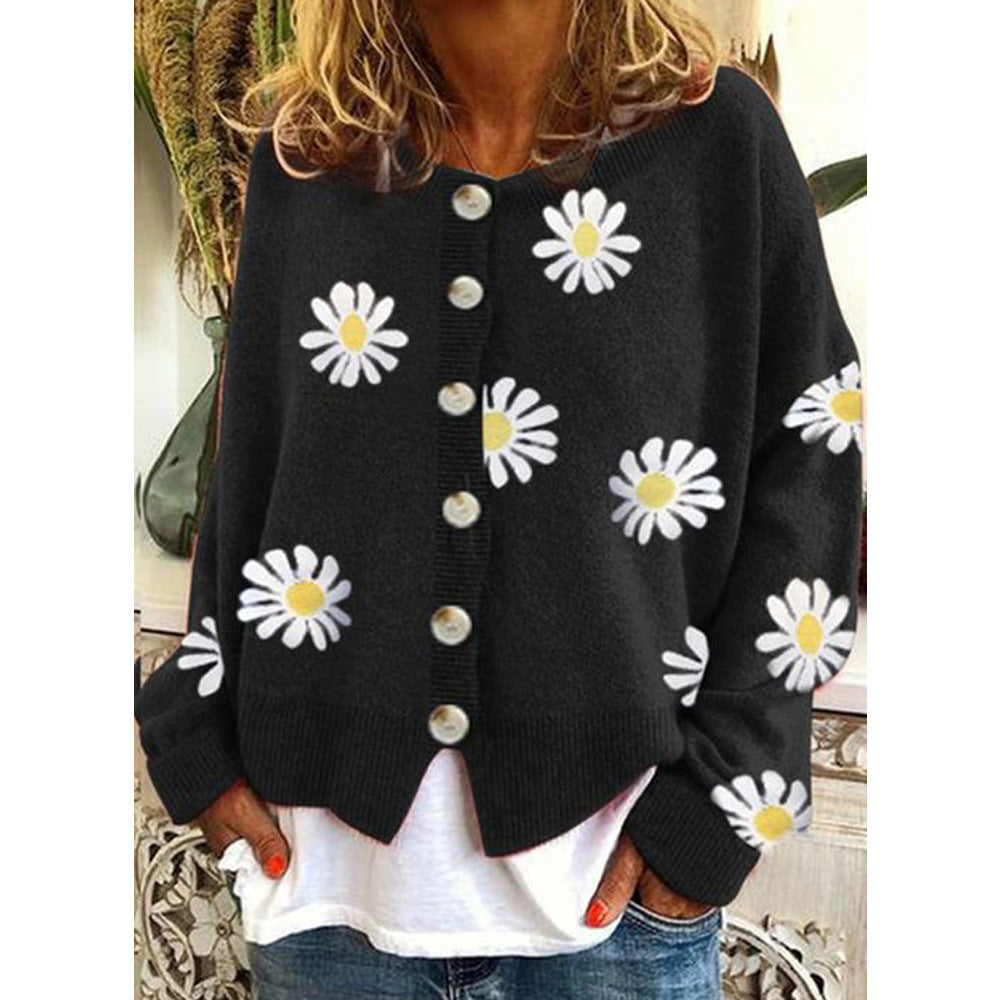Dames Vest Gebreid Bloemenpatroon Roze