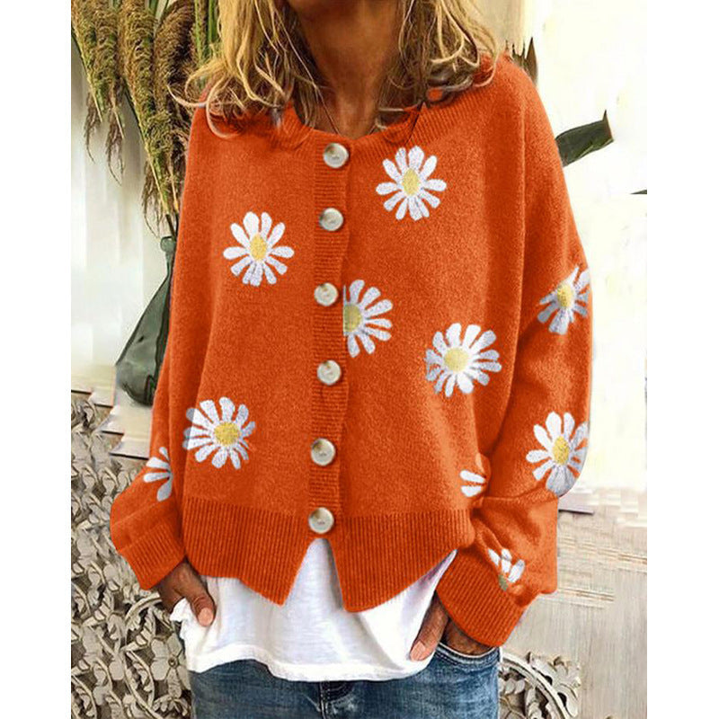 Dames Vest Gebreid Bloemenpatroon Roze