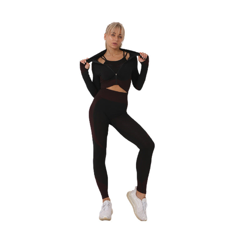 Dames Fitness Set: Legging, Croptop en Vest voor Yoga en Sport