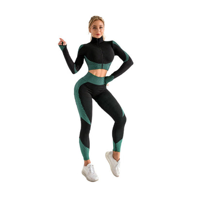 Dames Fitness Set: Legging, Croptop en Vest voor Yoga en Sport