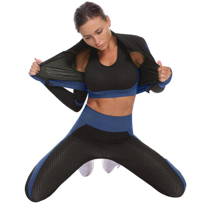 Dames Fitness Set: Legging, Croptop en Vest voor Yoga en Sport