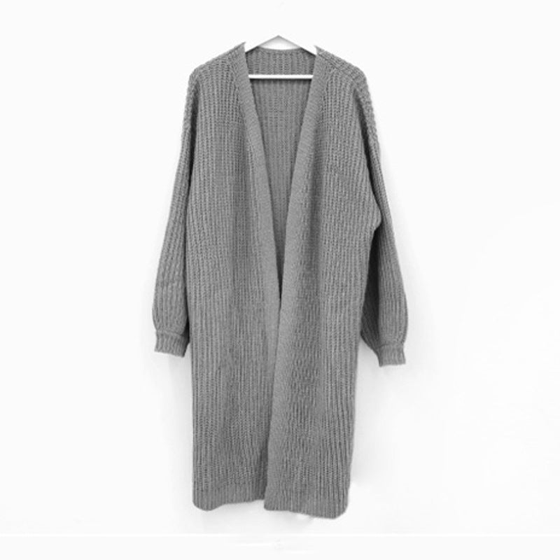 Dames Gebreid Vest met Pofmouwen Elegante Lang Model