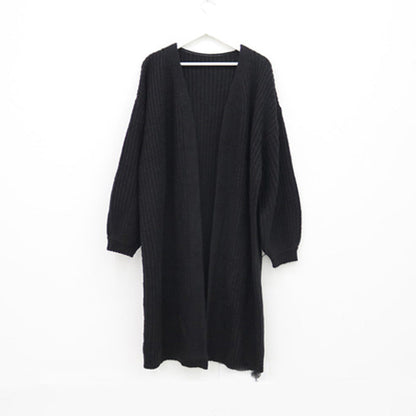 Dames Gebreid Vest met Pofmouwen Elegante Lang Model