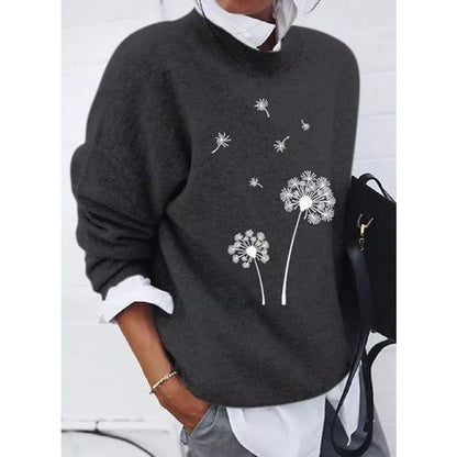Dames Trui met Paardenbloem Print Stijlvol Elegance