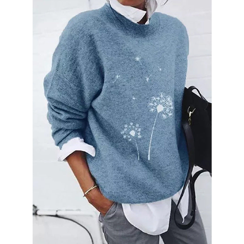 Dames Trui met Paardenbloem Print Stijlvol Elegance