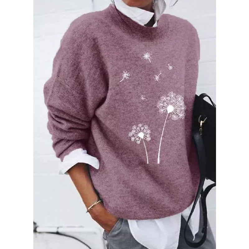 Dames Trui met Paardenbloem Print Stijlvol Elegance