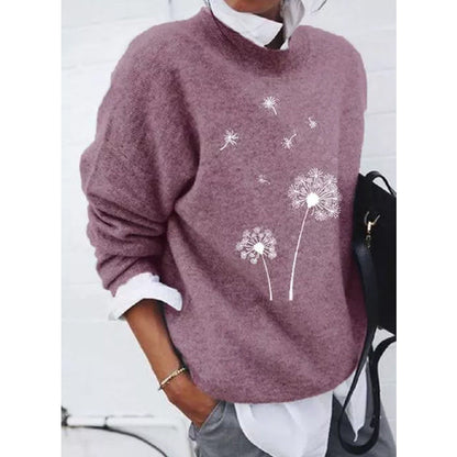 Dames Trui met Paardenbloem Print Stijlvol Elegance