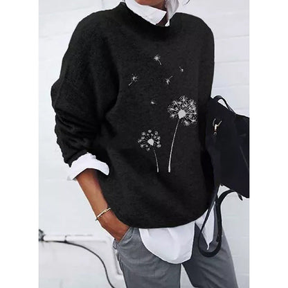 Dames Trui met Paardenbloem Print Stijlvol Elegance