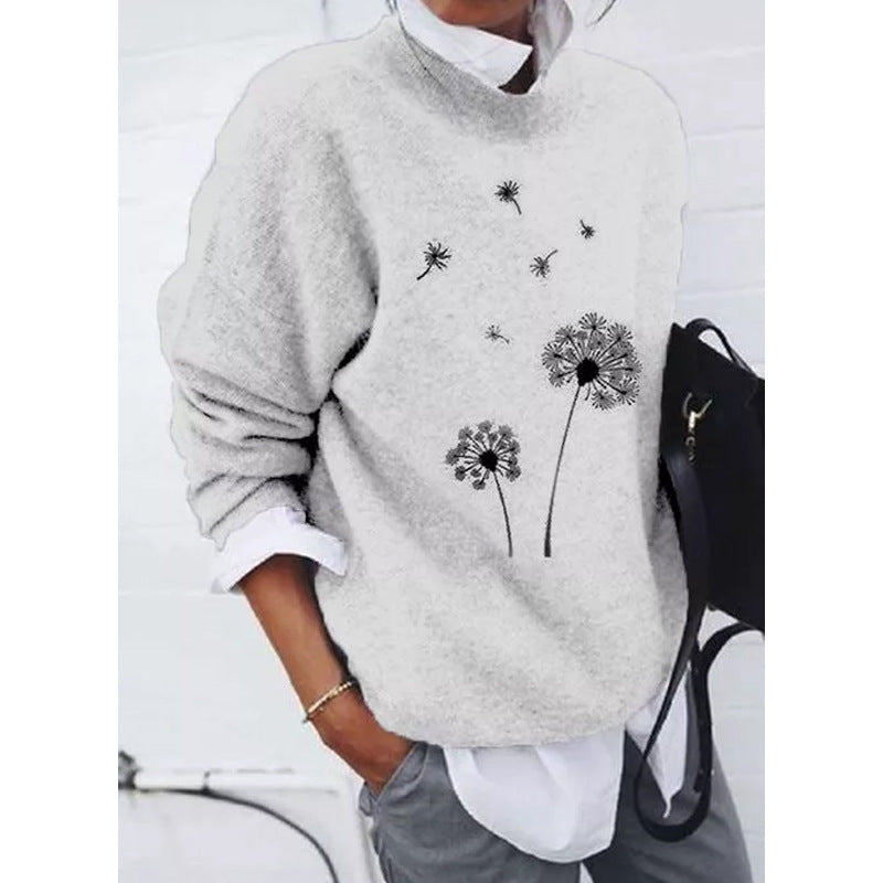 Dames Trui met Paardenbloem Print Stijlvol Elegance